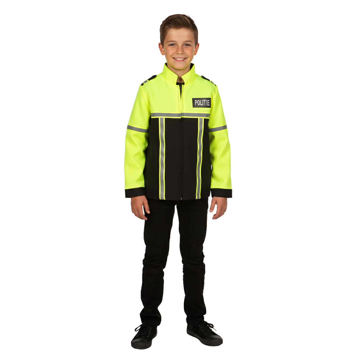 Op deze afbeelding zie je een Kostuums, van het merk Wilbers. Halt! Politie Jas Kind
