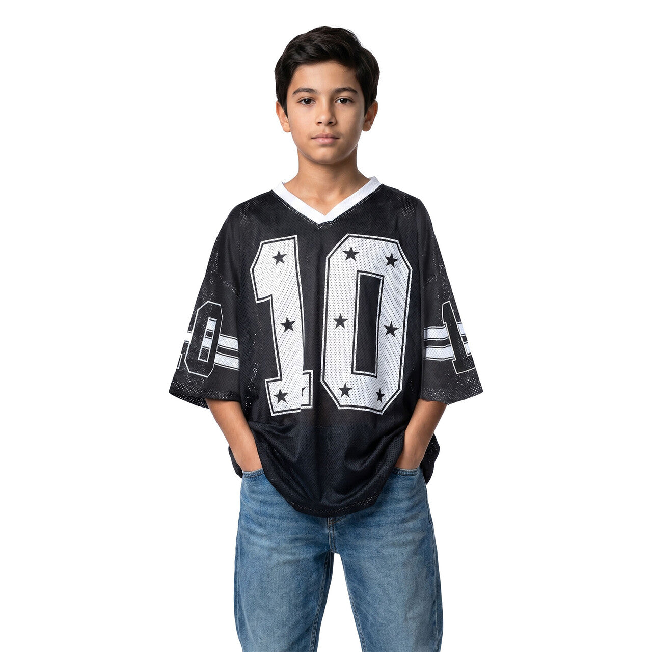 Op deze afbeelding zie je een Kostuums, van het merk Wilbers. Sky Star IJshockeyshirt Zwart (Oversized) Kind