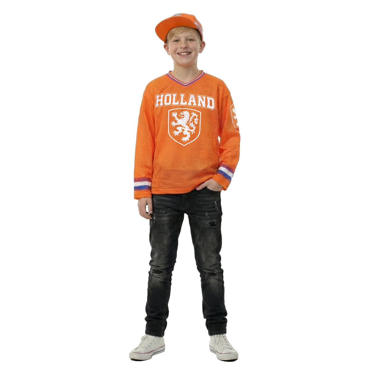 Op deze afbeelding zie je een Kostuums, van het merk Wilbers. IJshockeyshirt Holland Lange Mouwen (Oversized) Kind