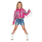 Op deze afbeelding zie je een Kostuums, van het merk Wilbers. Little Rodeo Star Jas Roze Meisje