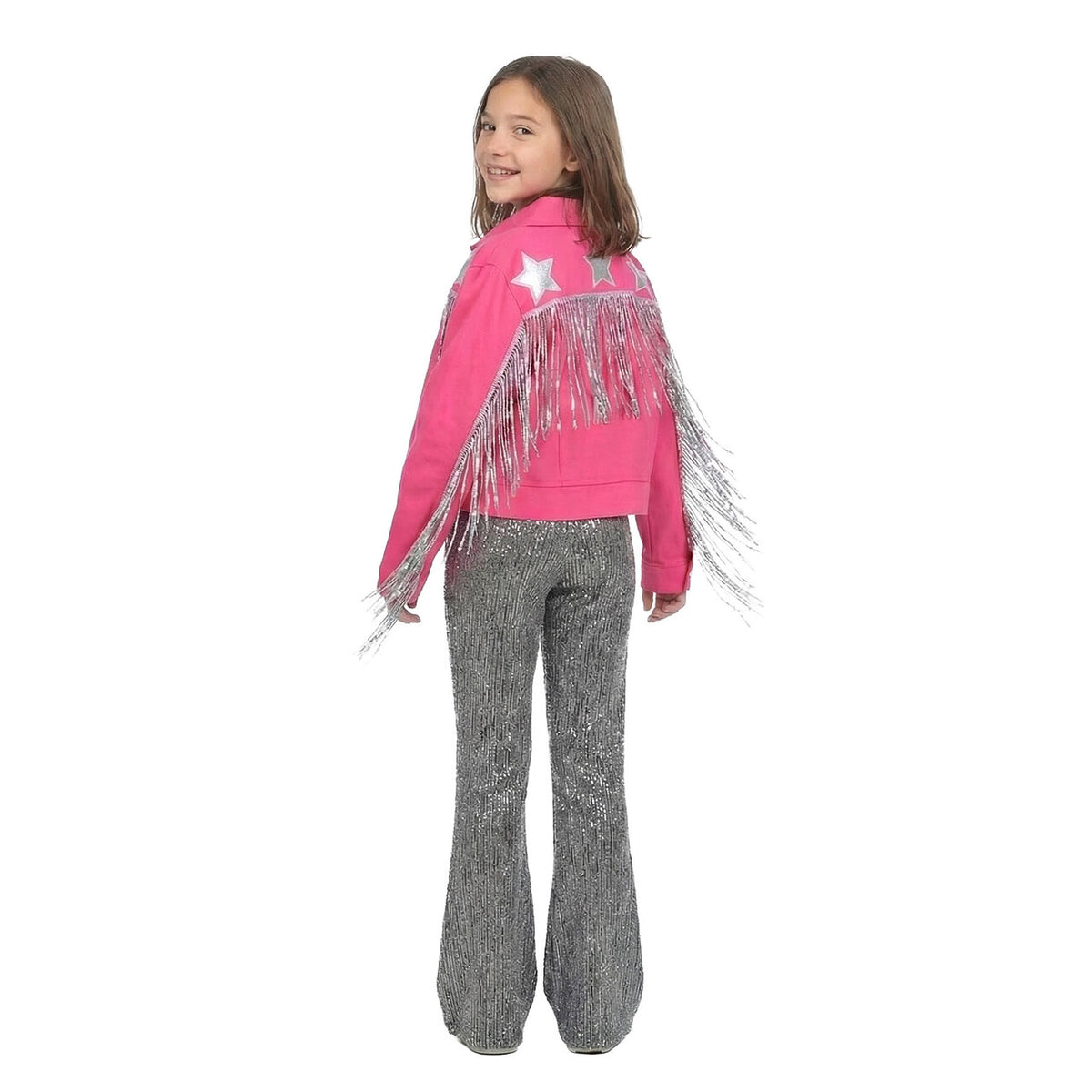 Op deze afbeelding zie je een Kostuums, van het merk Wilbers. Little Rodeo Star Jas Roze Meisje