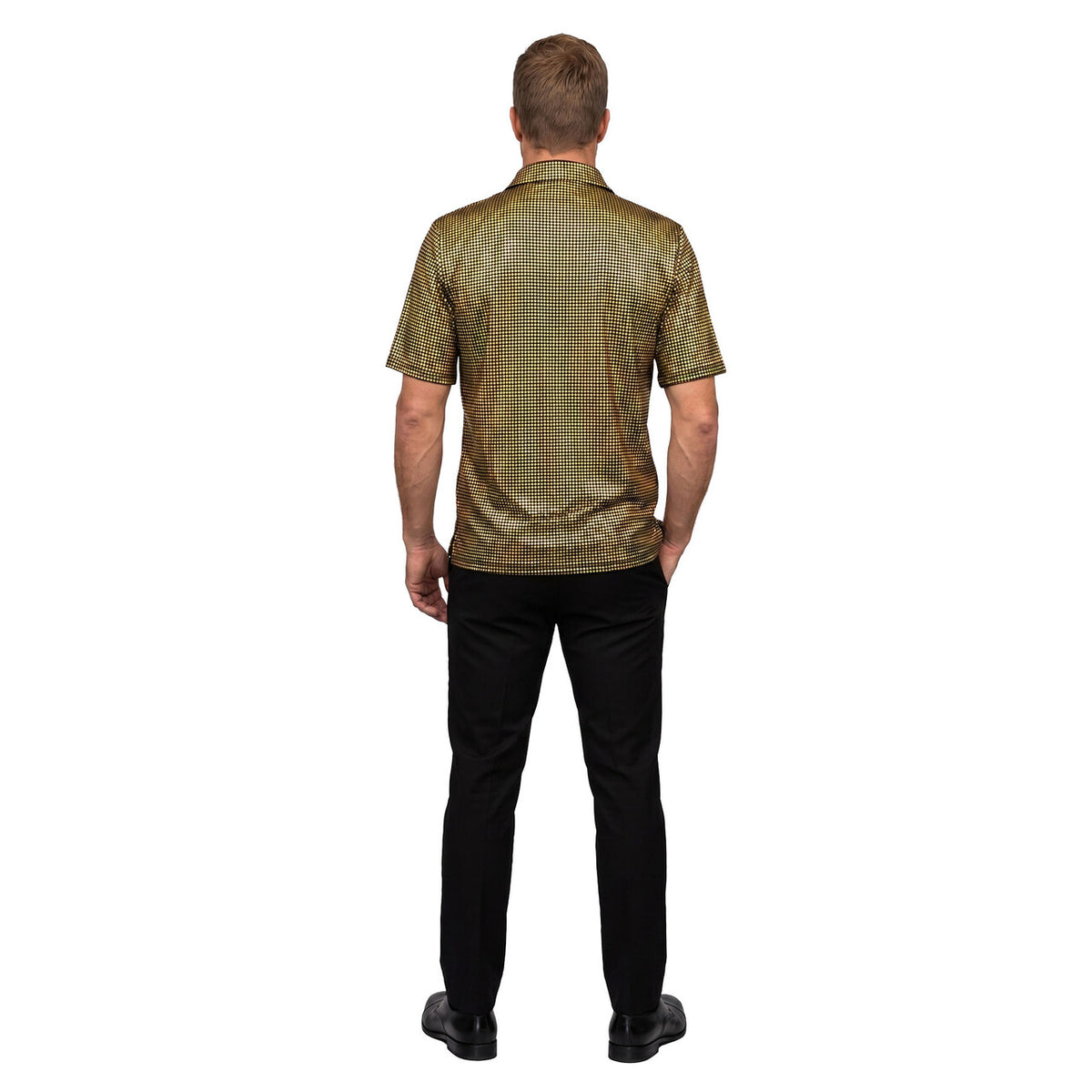 Op deze afbeelding zie je een Kostuums, van het merk Wilbers. Disco Inferno Polo Goud Man