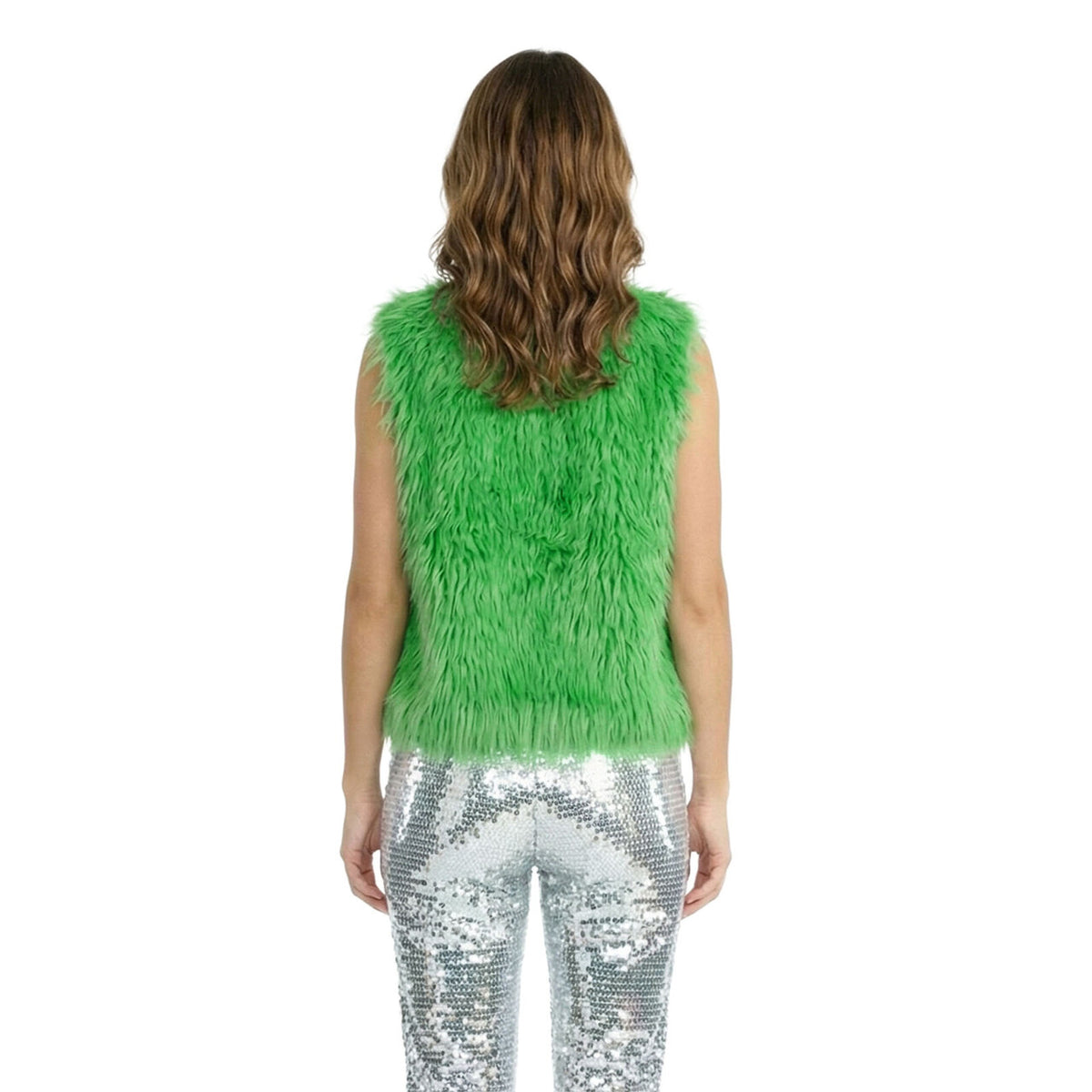 Op deze afbeelding zie je een Kostuums, van het merk Wilbers. Boho Fur Look Gilet Groen