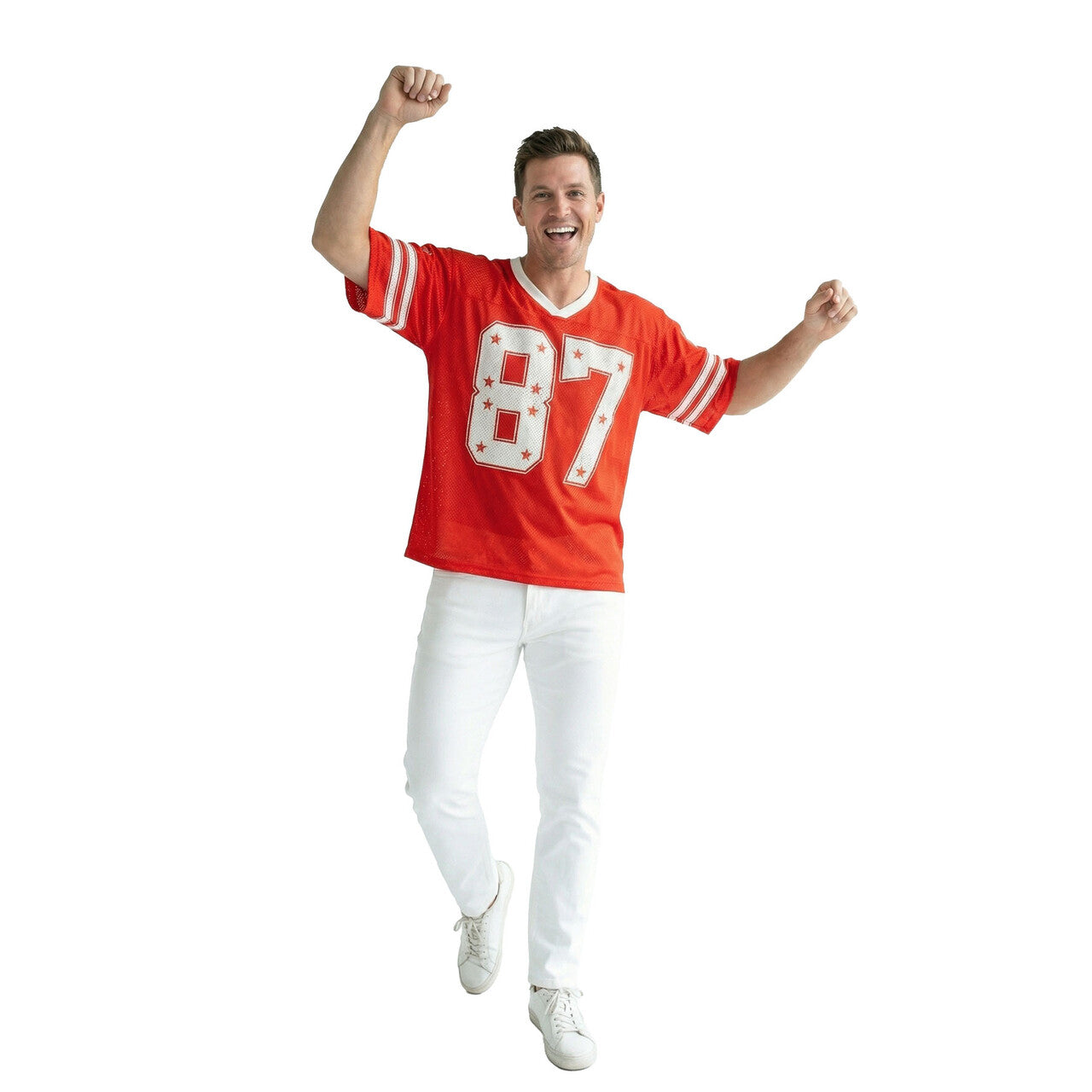 Op deze afbeelding zie je een Kostuums, van het merk Wilbers. Retro Stars IJshockeyshirt Rood (Oversized)