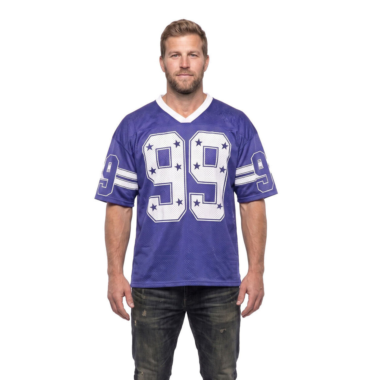 Op deze afbeelding zie je een Kostuums, van het merk Wilbers. Retro Stars IJshockeyshirt Blauw (Oversized)