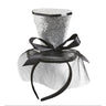 Zilveren Glitter Mini Hoge Hoed Met Sluier