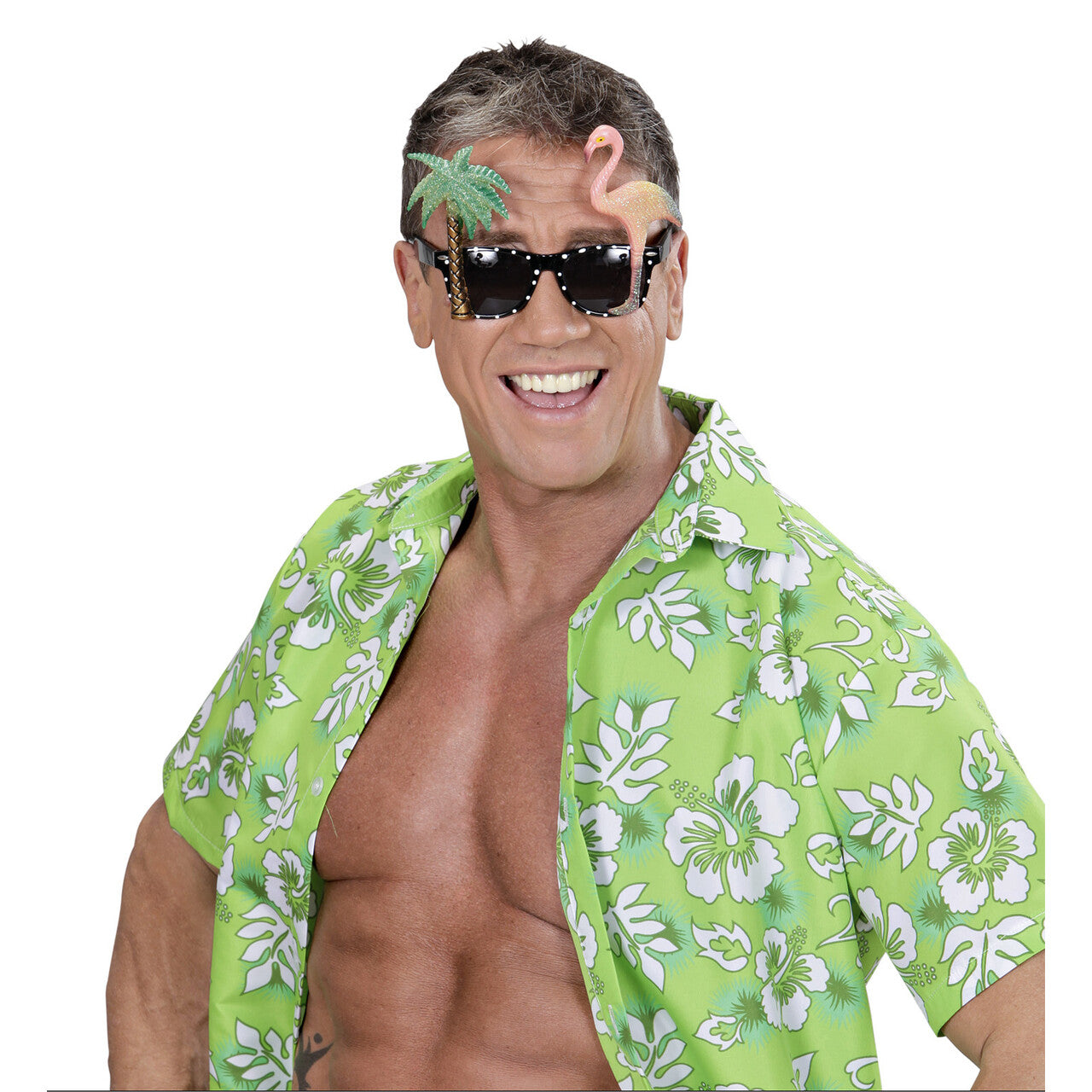 Op deze afbeelding zie je een Accessoires, van het merk Widmann. Bril Tropisch Flamingo En Palmboom