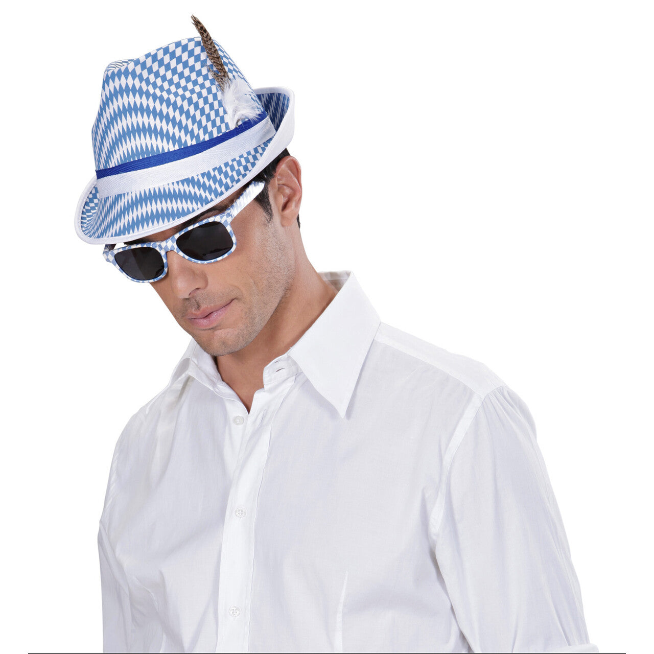 Op deze afbeelding zie je een Accessoires, van het merk Widmann. Bril Beieren Blauw Wit