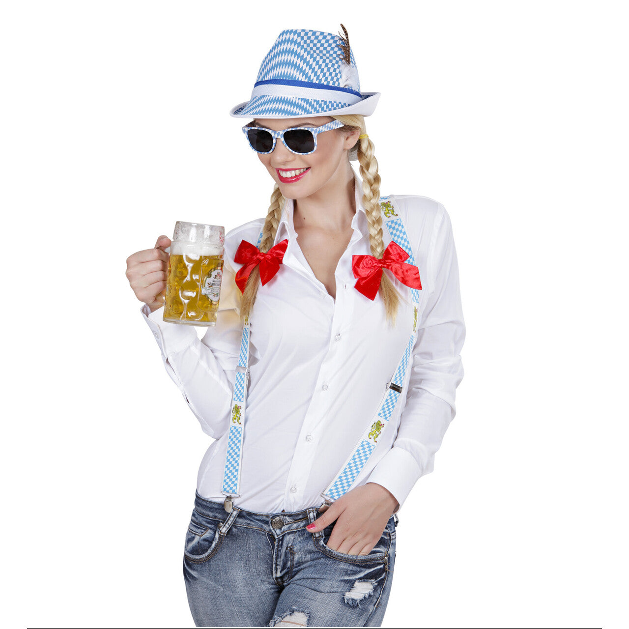 Op deze afbeelding zie je een Accessoires, van het merk Widmann. Bril Beieren Blauw Wit