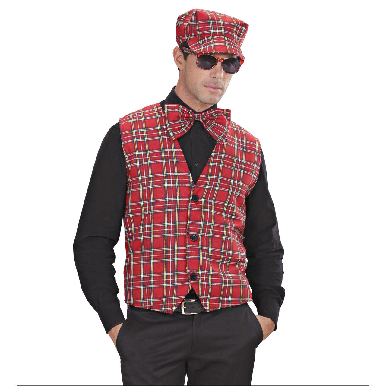 Op deze afbeelding zie je een Accessoires, van het merk Widmann. Bril Schotse Ruit Rood