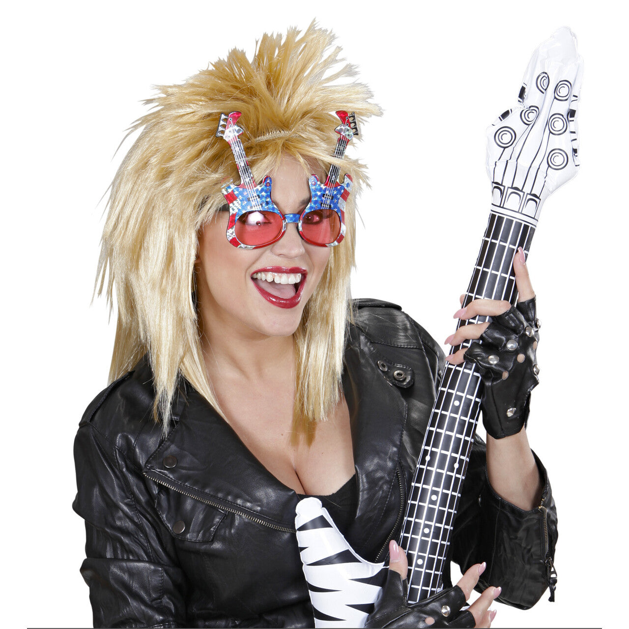 Op deze afbeelding zie je een Accessoires, van het merk Widmann. Bril Hard Rock Gitaar
