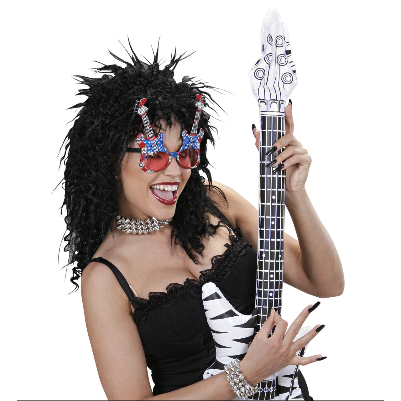 Op deze afbeelding zie je een Accessoires, van het merk Widmann. Bril Hard Rock Gitaar