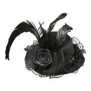 Op deze afbeelding zie je een Accessoires, van het merk Widmann. Minihoedje Zwart Met Bloem Tule En Veren