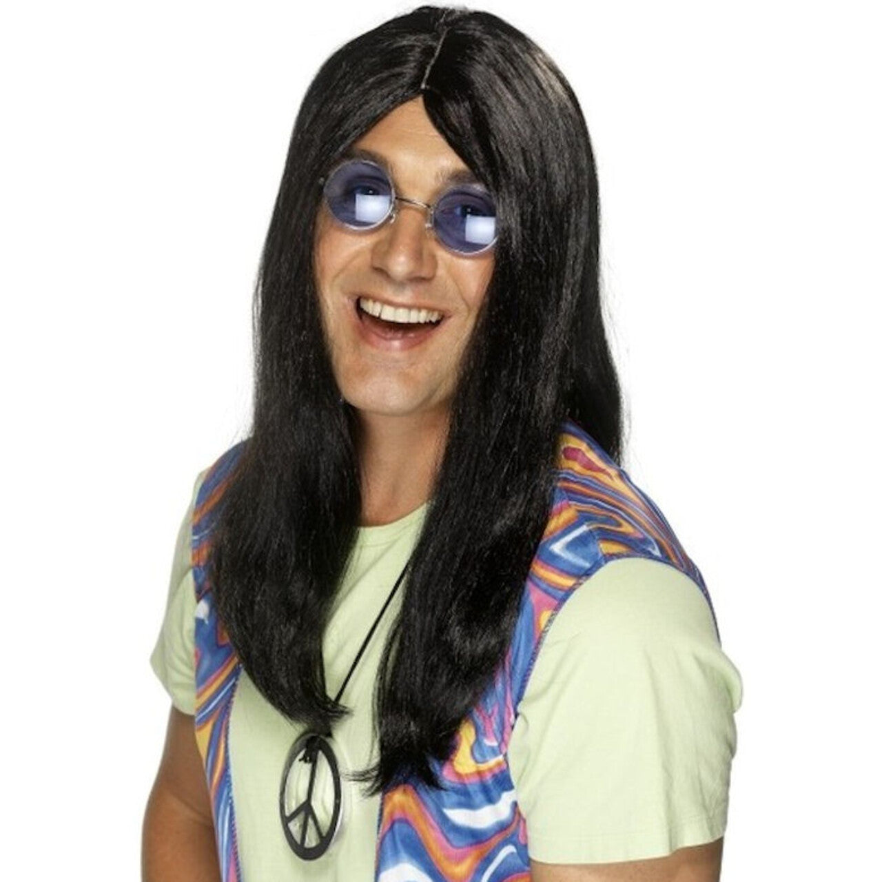 Op deze afbeelding zie je een Accessoires, van het merk Smiffy's. Zwarte 60s Hippie Pruik
