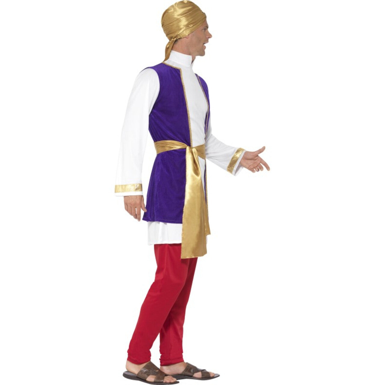Op deze afbeelding zie je een Kostuums, van het merk Smiffy's. Koninklijke Arabische Man Rood Paars Goud Kostuum