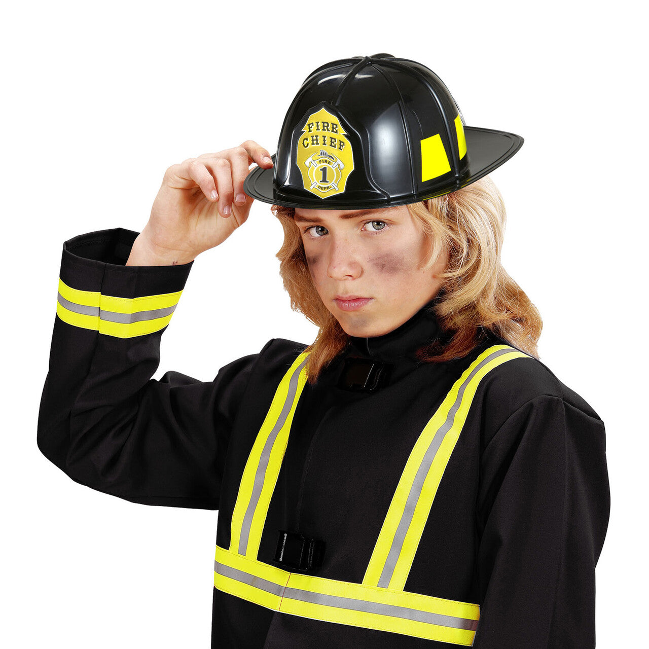Op deze afbeelding zie je een Accessoires, van het merk Widmann. Brandweerhelm Zwart Hard Plastic