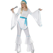 Op deze afbeelding zie je een Kostuums, van het merk Smiffy's. Abba Zangeres Vrouw Kostuum