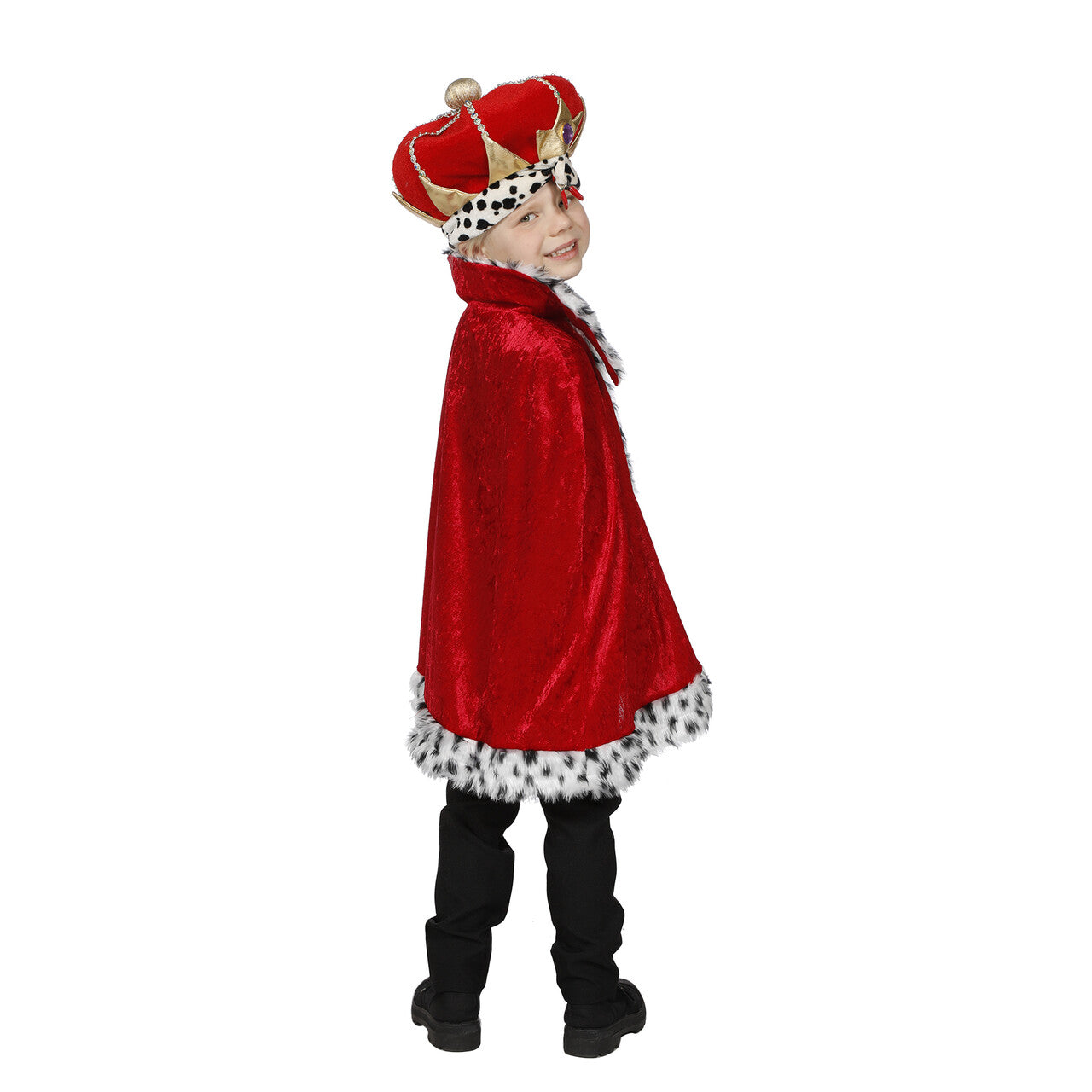 Op deze afbeelding zie je een Kostuums, van het merk Wilbers. Hermelijnen Prinsencape Rood Jongen Kostuum
