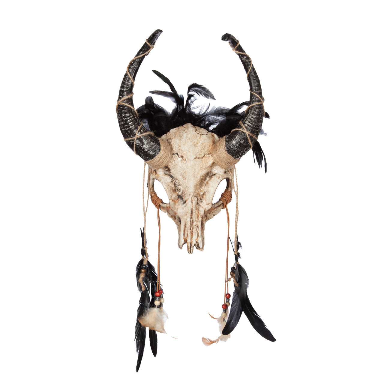 Op deze afbeelding zie je een Accessoires, van het merk Wilbers. Wit Sjamanistisch Schedelmasker Met Hoorns