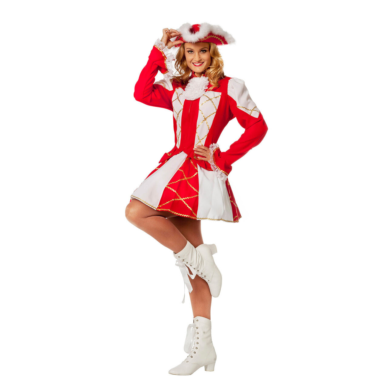 Op deze afbeelding zie je een Kostuums, van het merk Wilbers. Showmeisje Dansmarietje, Rood Vrouw Kostuum