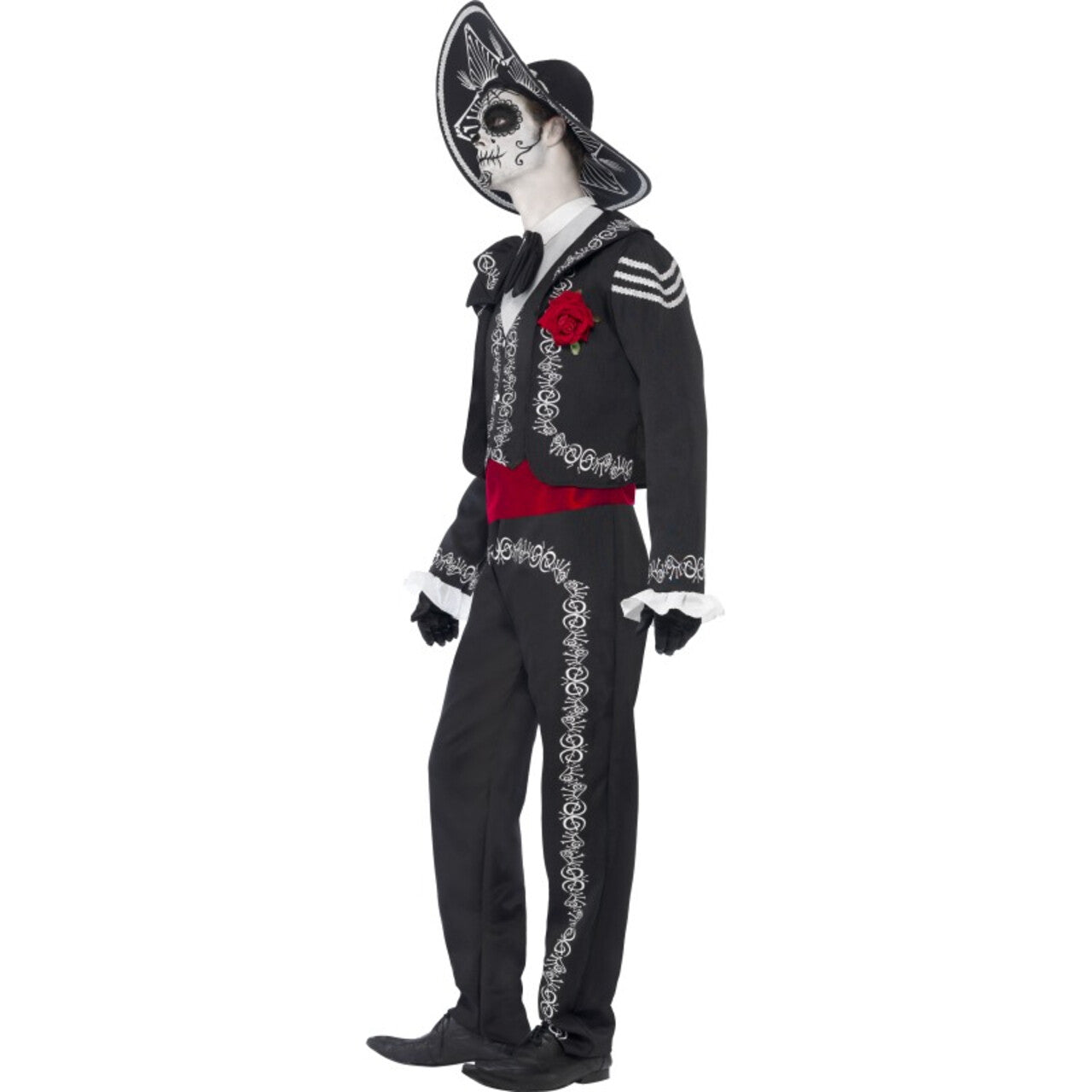 Op deze afbeelding zie je een Kostuums, van het merk Smiffy's. Zwart Day Of The Dead Senor Bones Man Kostuum