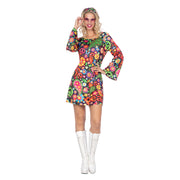 Op deze afbeelding zie je een Kostuums, van het merk Wilbers. Hester Hippie Peace Jurk Vrouw