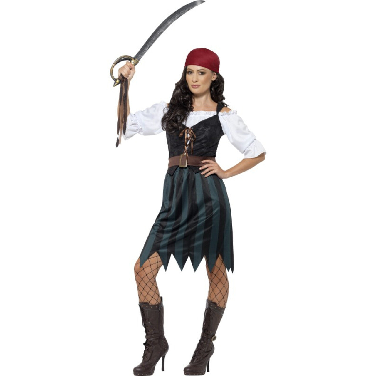 Op deze afbeelding zie je een Kostuums, van het merk Smiffy's. Klassieke Zwarte Pirate Vrouw Kostuum
