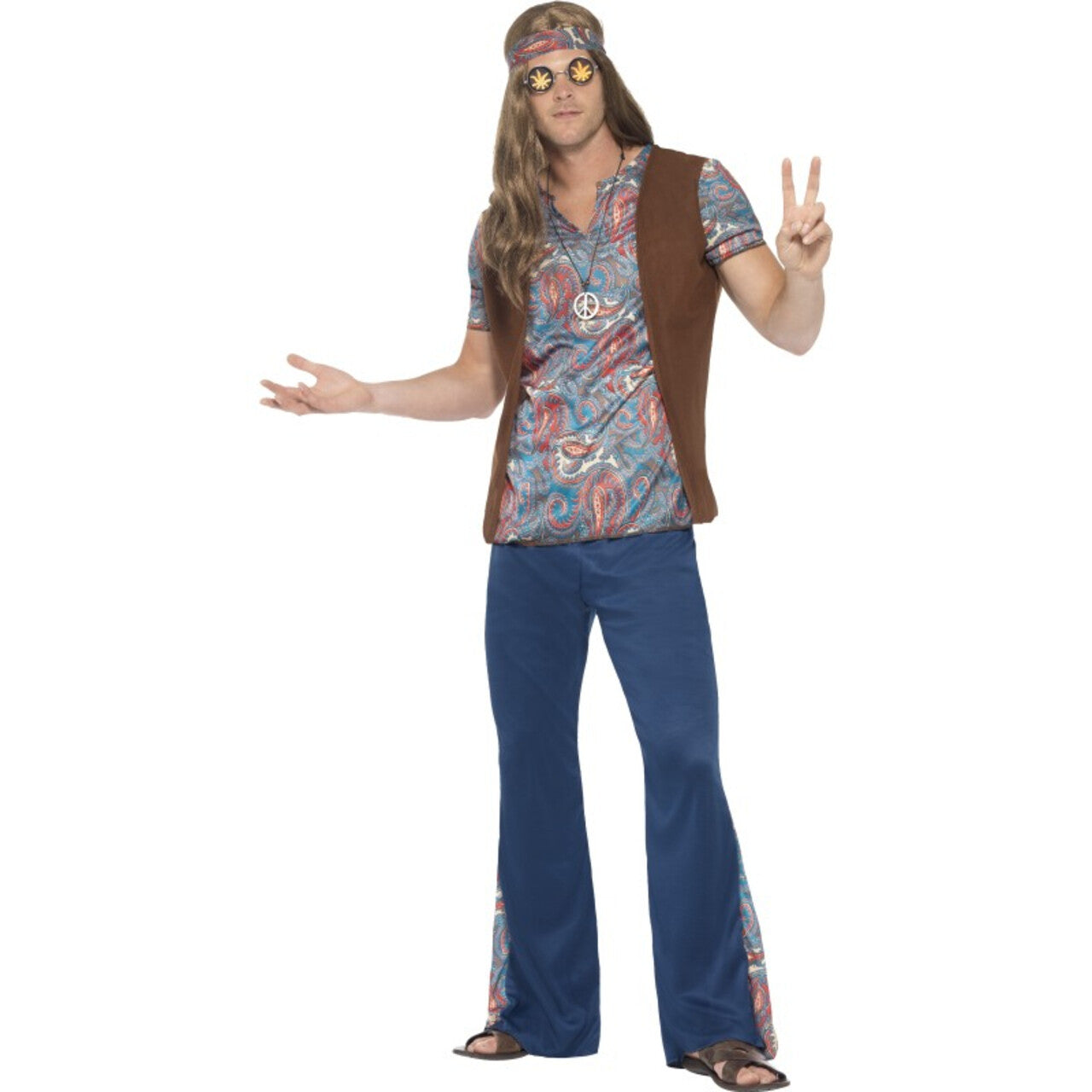 Op deze afbeelding zie je een Kostuums, van het merk Smiffy's. Hippiepak Ernesto Man Kostuum