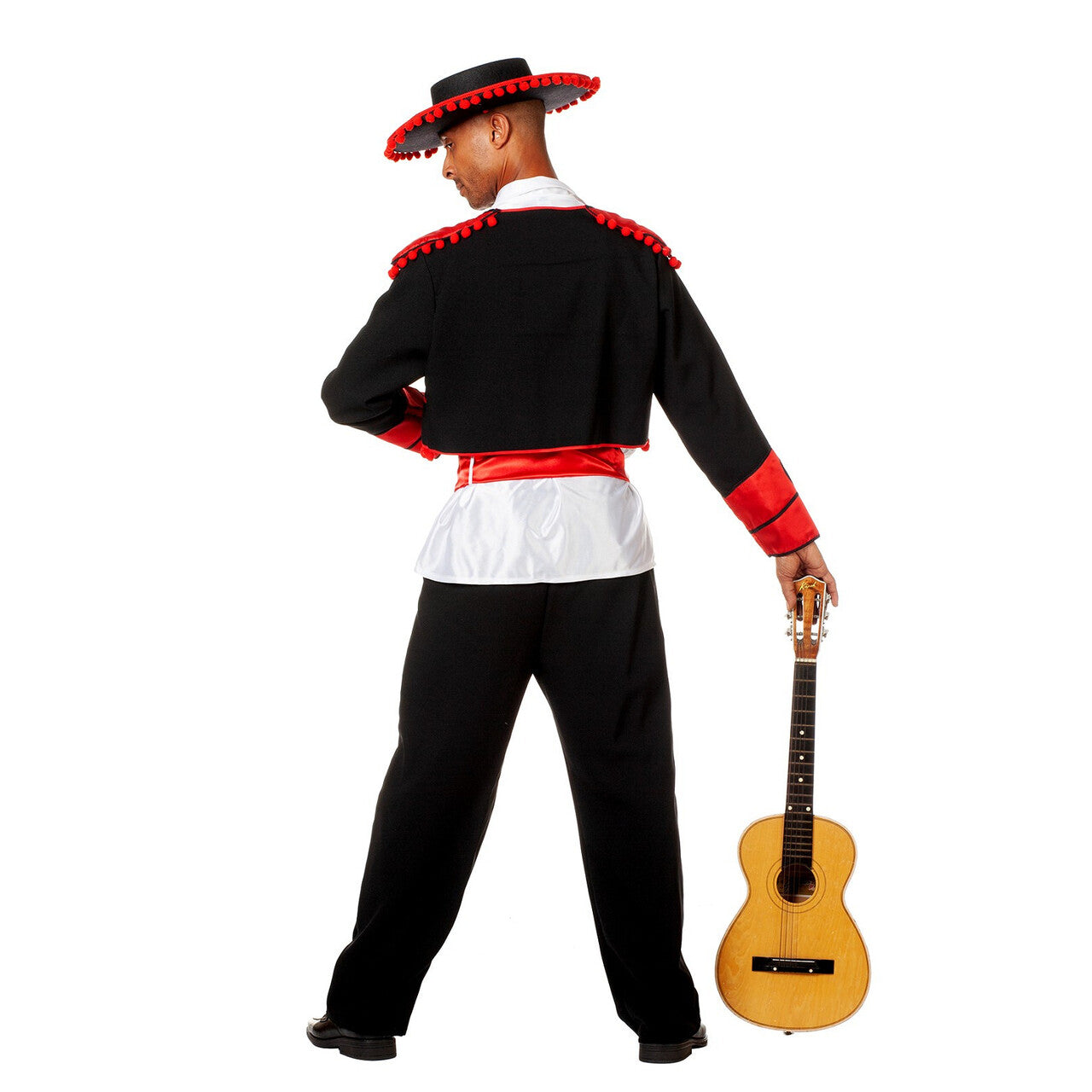 Op deze afbeelding zie je een Kostuums, van het merk Wilbers. Rood Zwarte Flamenco Stierenvechter Don Miguel De Castanguelas Man Kostuum