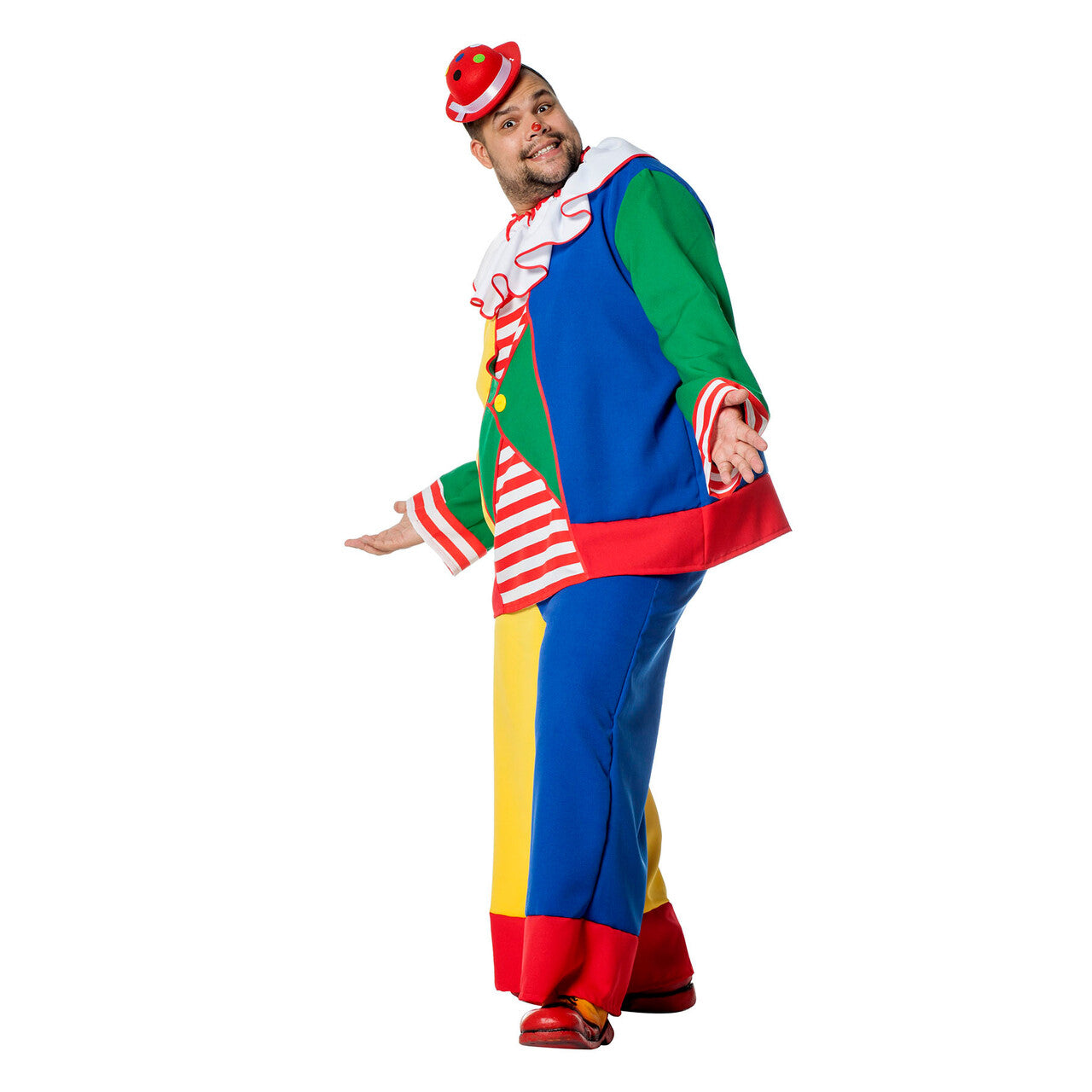 Op deze afbeelding zie je een Kostuums, van het merk Wilbers. Clown De Kindervriend Man Kostuum