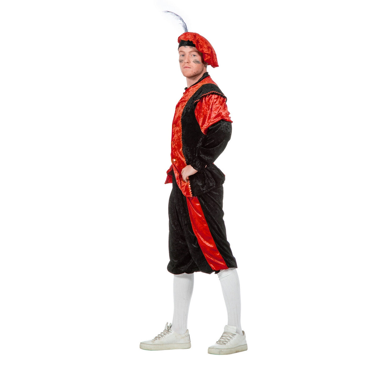 Op deze afbeelding zie je een Kostuums, van het merk Wilbers. Rode Piet Pansamt Budget Unisex Kostuum