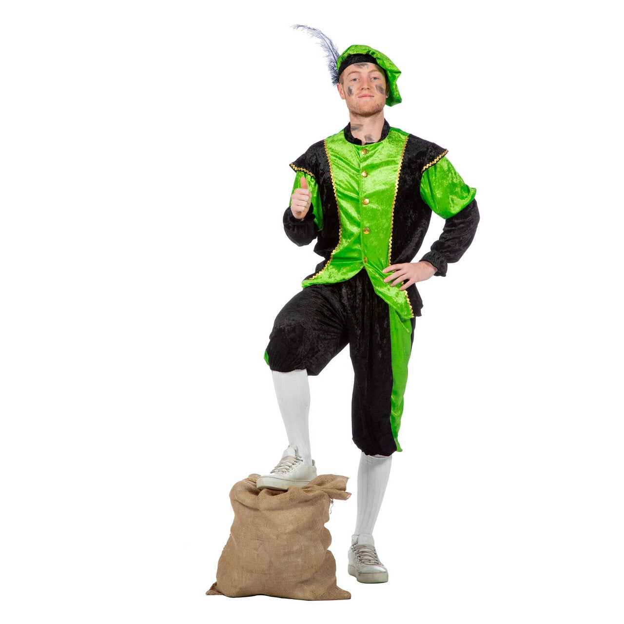Op deze afbeelding zie je een Kostuums, van het merk Wilbers. Groene Piet Pansamt Budget Kostuum