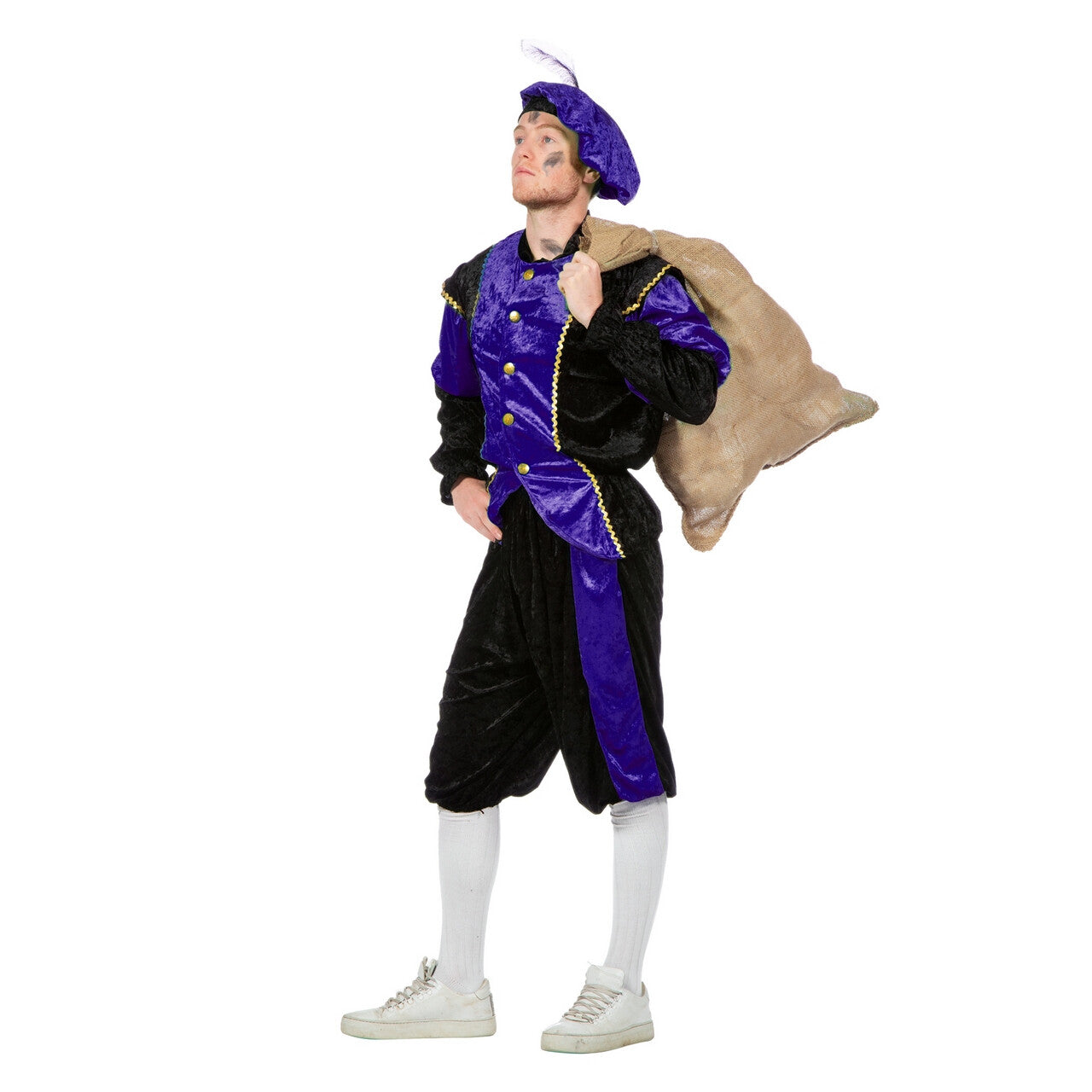 Op deze afbeelding zie je een Kostuums, van het merk Wilbers. Paarse Piet Pansamt Budget Kostuum