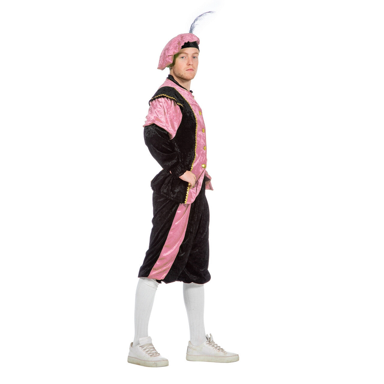 Op deze afbeelding zie je een Kostuums, van het merk Wilbers. Roze Piet Pansamt Budget Kostuum