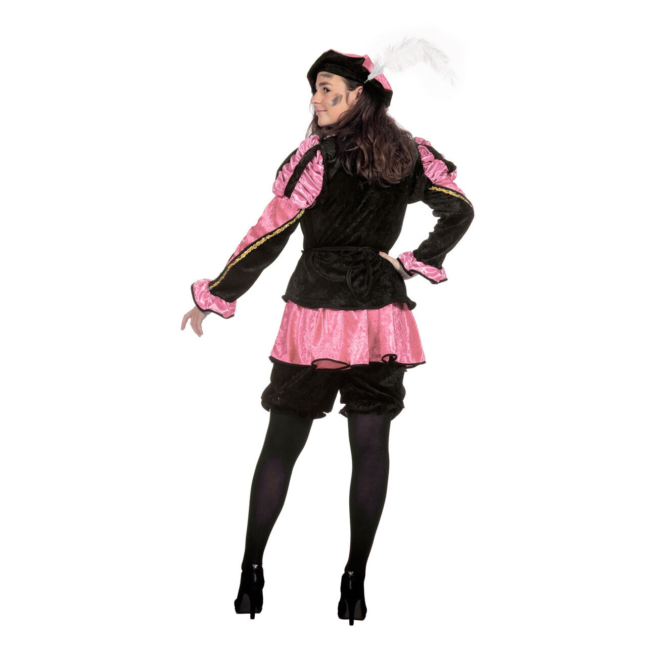 Op deze afbeelding zie je een Kostuums, van het merk Wilbers. Roze Gestreepte Piet Dames Pietenpak Vrouw Kostuum