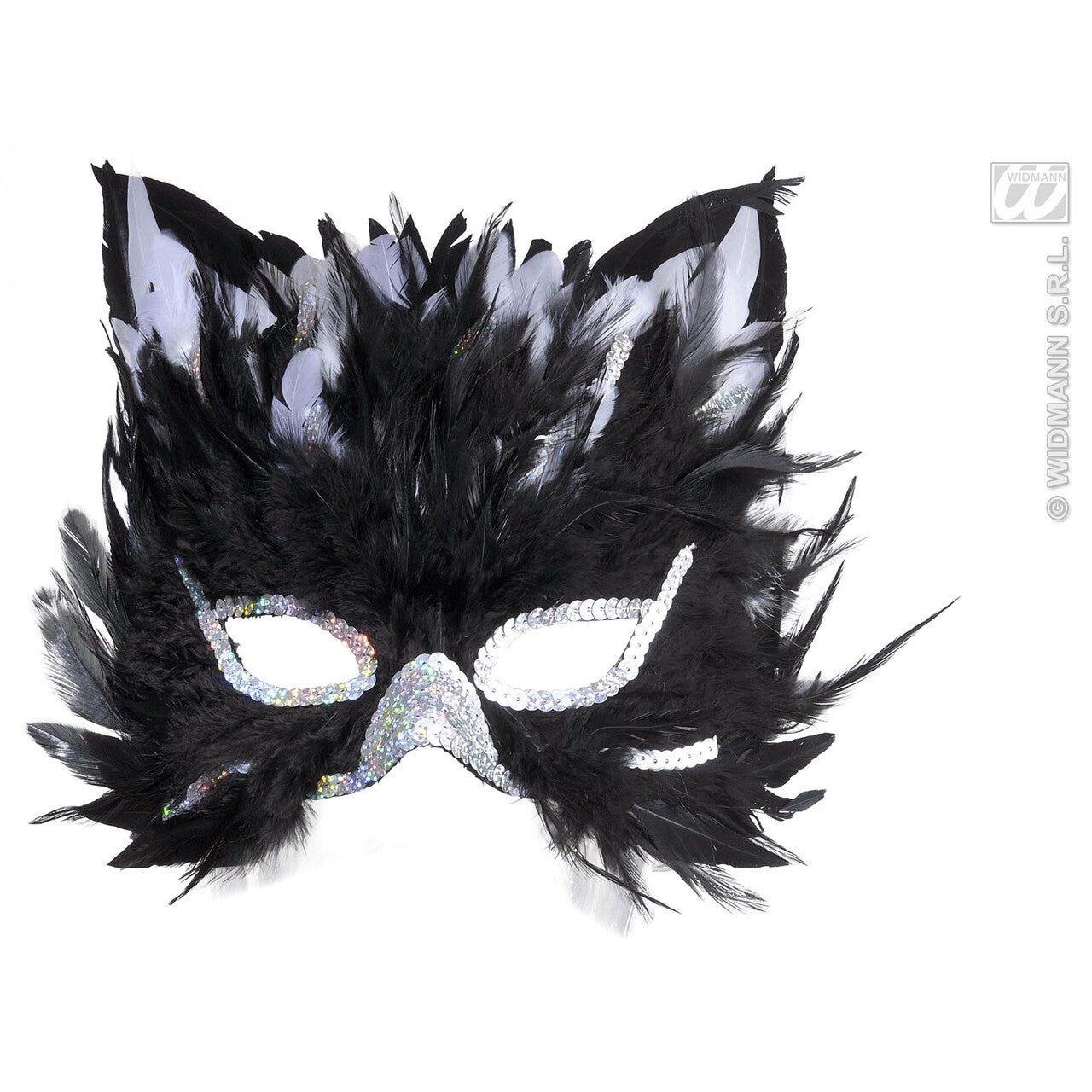 Op deze afbeelding zie je een Accessoires, van het merk Widmann. Oogmasker Kat Met Veren