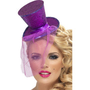 Op deze afbeelding zie je een Accessoires, van het merk Smiffy's. Mini Hoge Hoed Paars Glitter