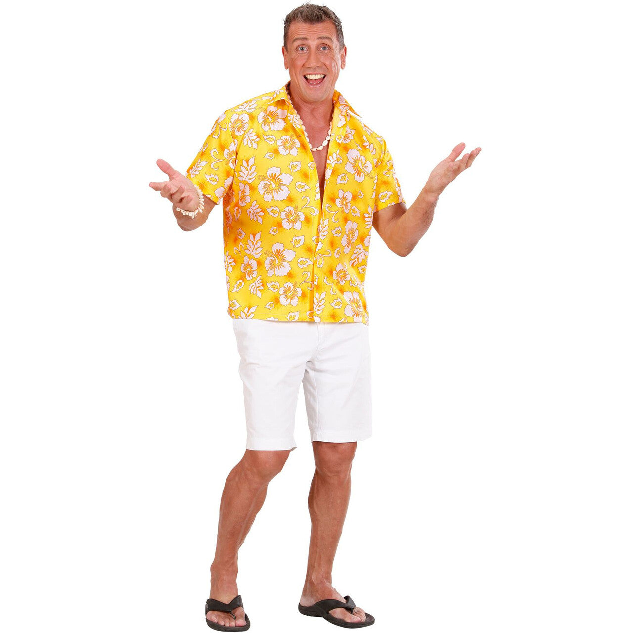 Op deze afbeelding zie je een Kostuums, van het merk Widmann. Hawaii Shirt Geel Man