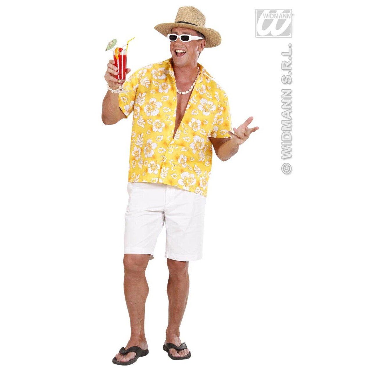 Op deze afbeelding zie je een Kostuums, van het merk Widmann. Hawaii Shirt Geel Man