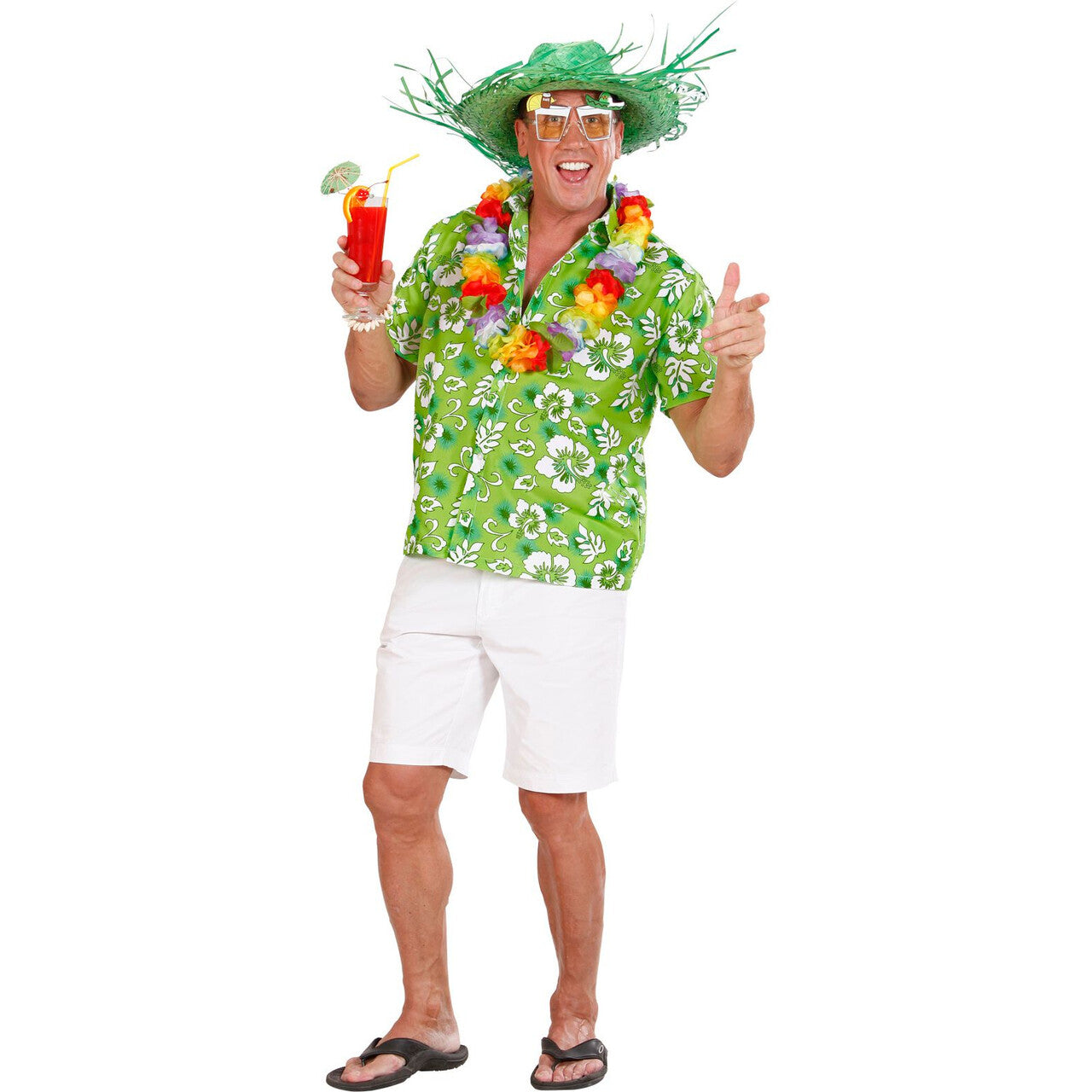 Op deze afbeelding zie je een Kostuums, van het merk Widmann. Hawaii Shirt Groen Man
