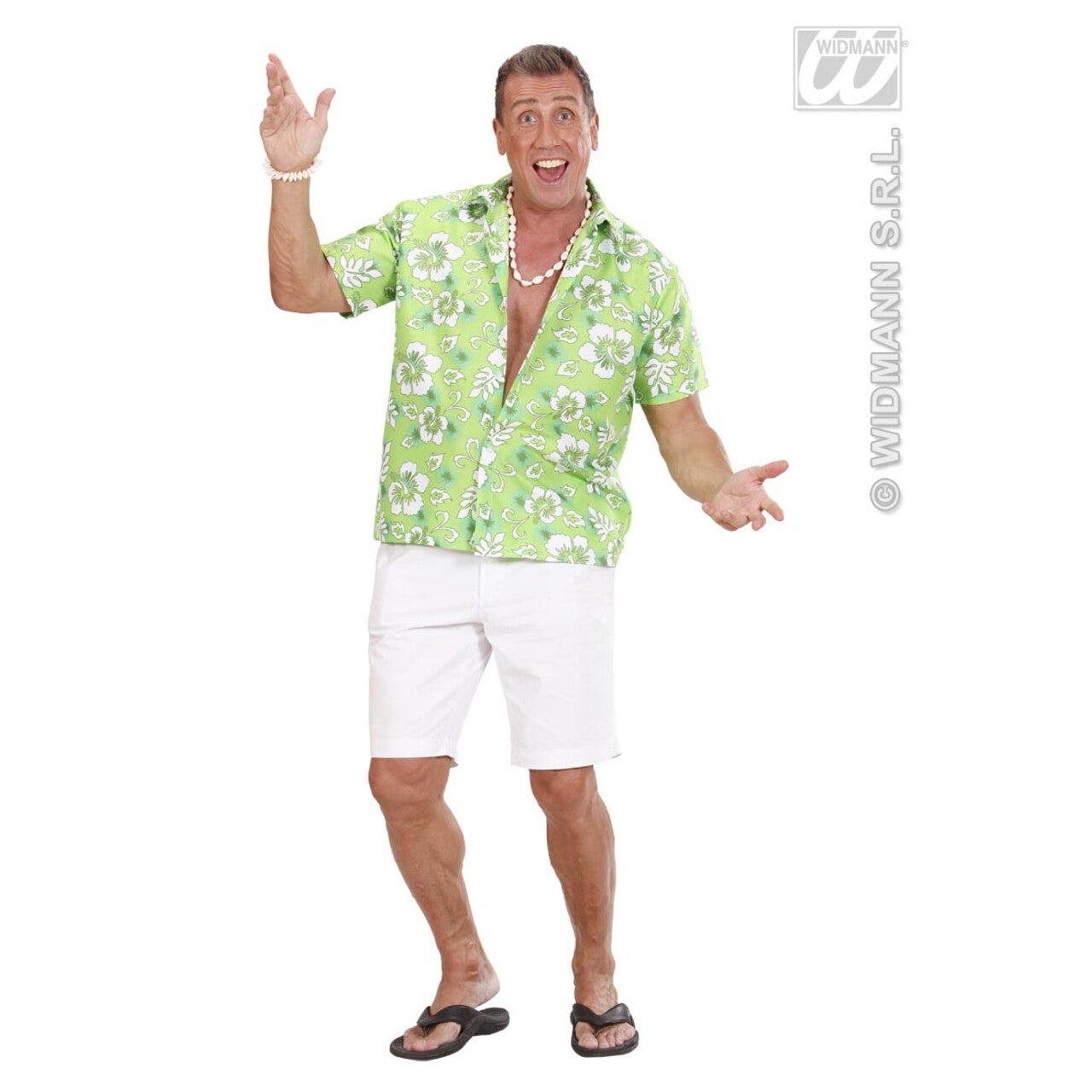 Op deze afbeelding zie je een Kostuums, van het merk Widmann. Hawaii Shirt Groen Man