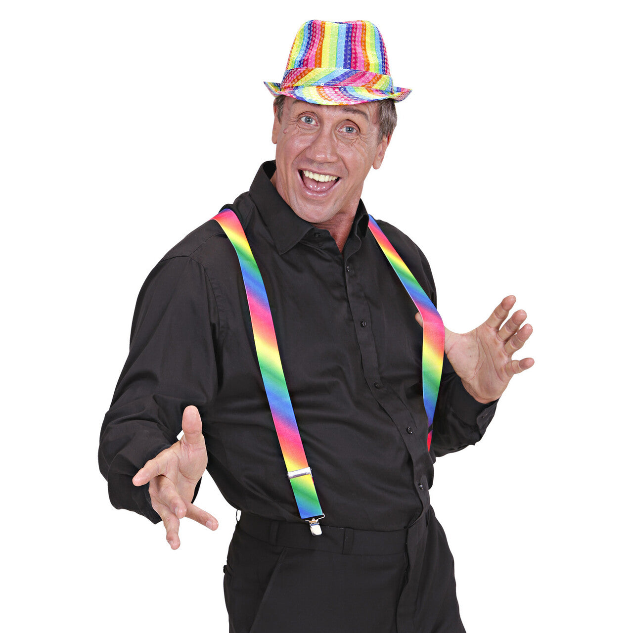 Op deze afbeelding zie je een Accessoires, van het merk Widmann. Bretels Regenboog