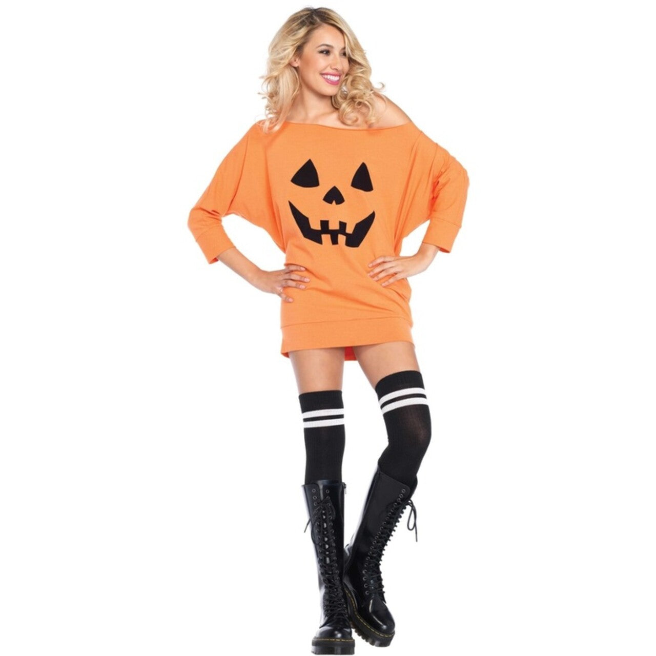 Op deze afbeelding zie je een Kostuums, van het merk Fancy Dress Warehouse. Lachende Pompoen Jurk Kort Vrouw