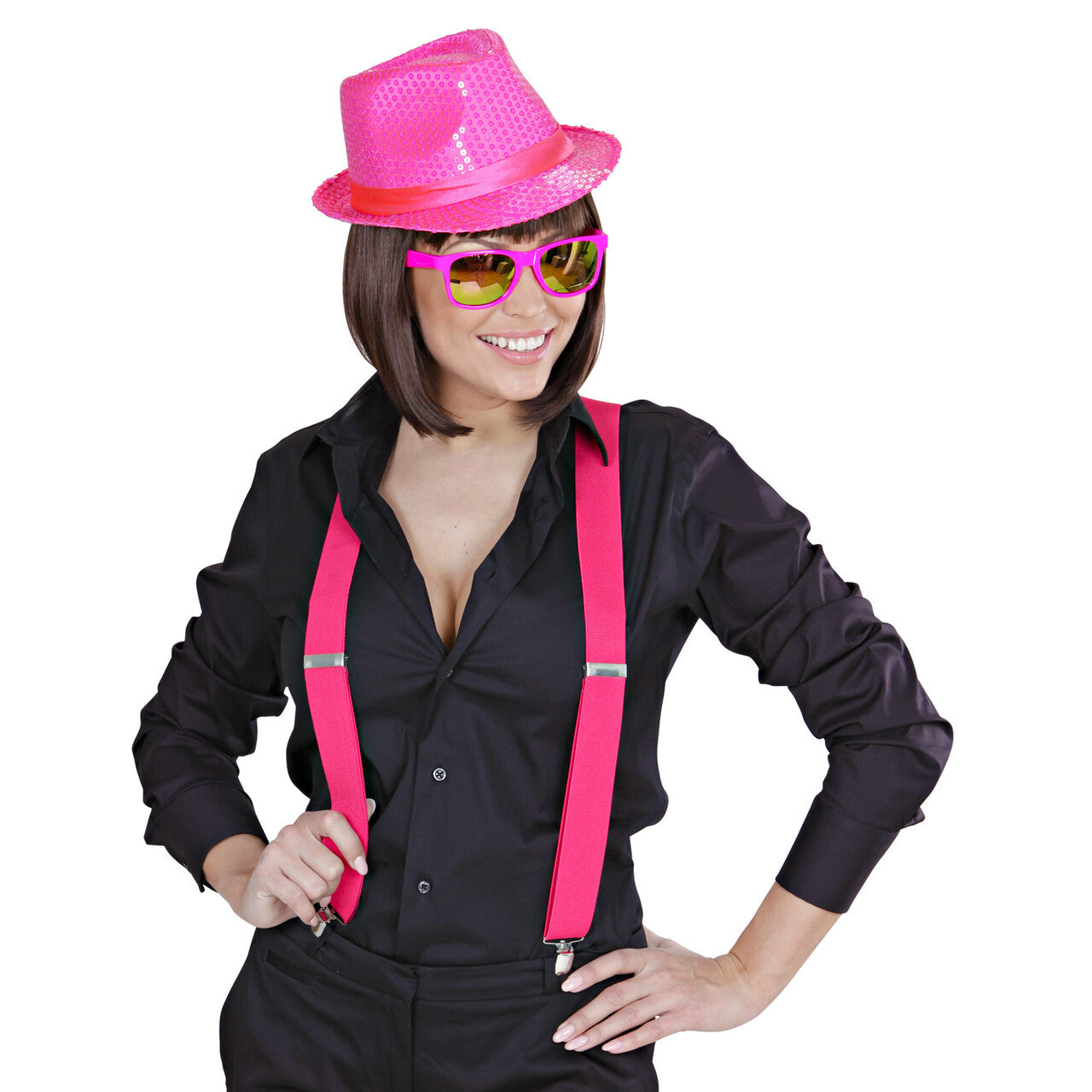 Op deze afbeelding zie je een Accessoires, van het merk Widmann. Bretels Roze