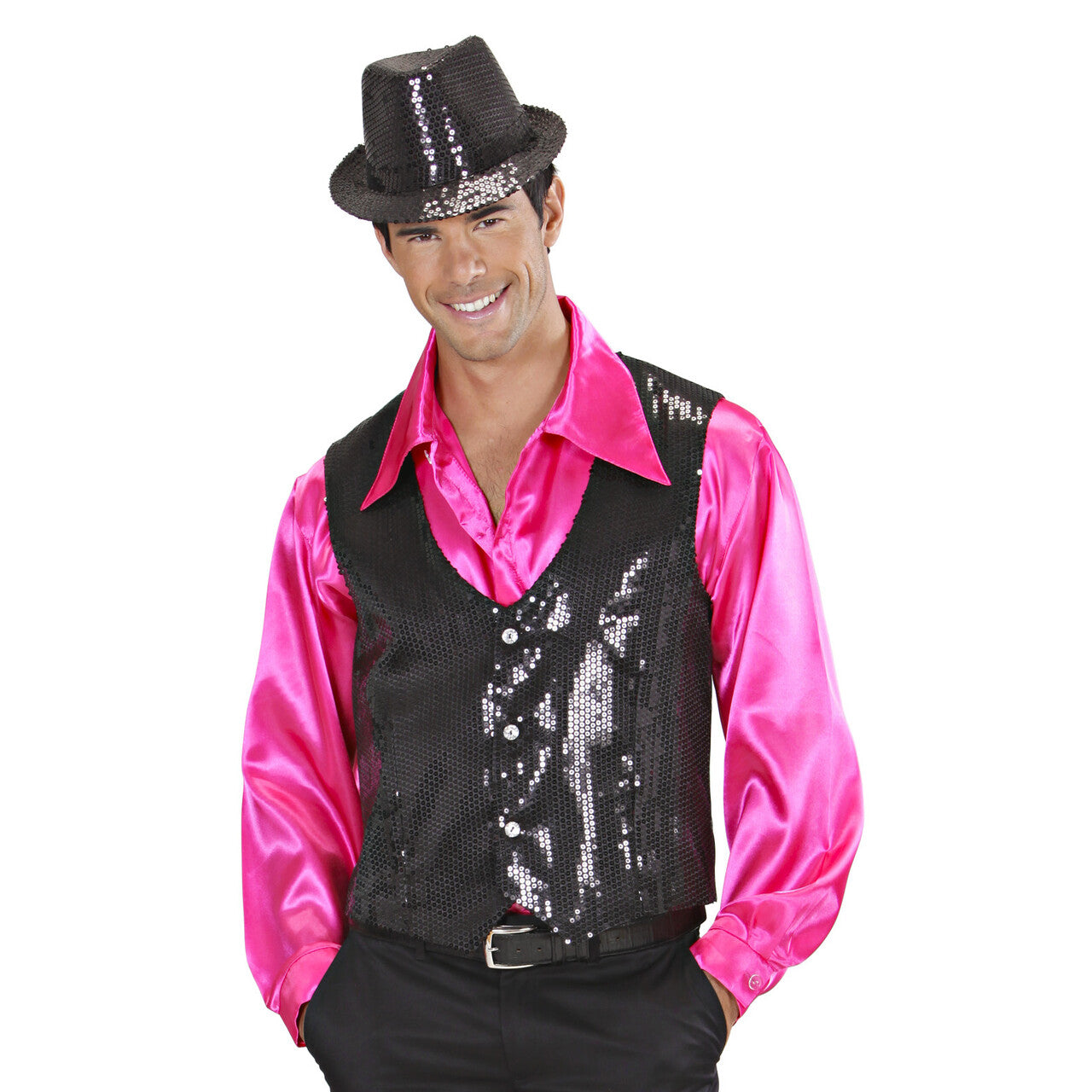 Op deze afbeelding zie je een Accessoires, van het merk Widmann. Disco Deukhoed Pailletten Zwart