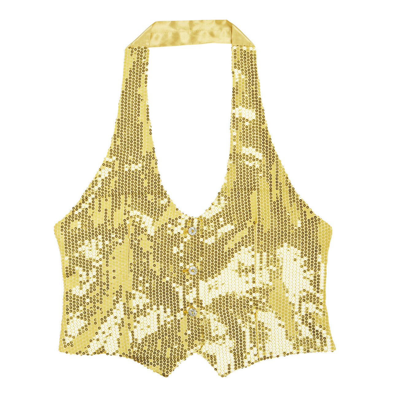 Op deze afbeelding zie je een Kostuums, van het merk Widmann. Dames Pailletten Vest Goud Vrouw