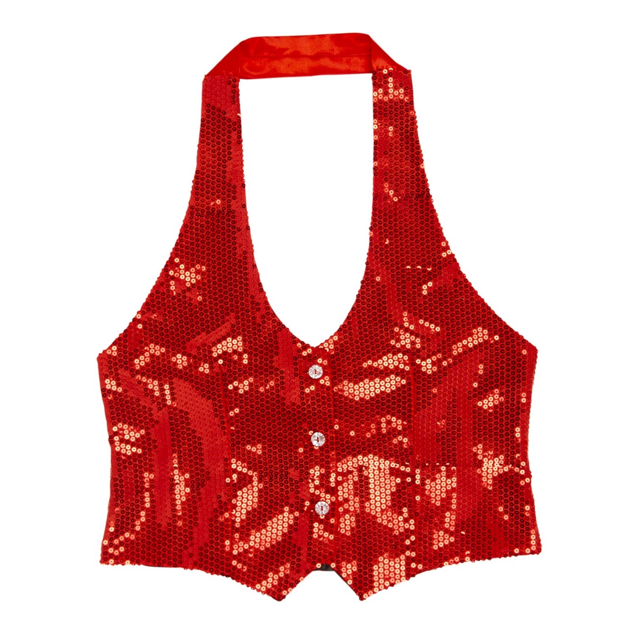 Op deze afbeelding zie je een Kostuums, van het merk Widmann. Dames Pailletten Vest Rood Vrouw