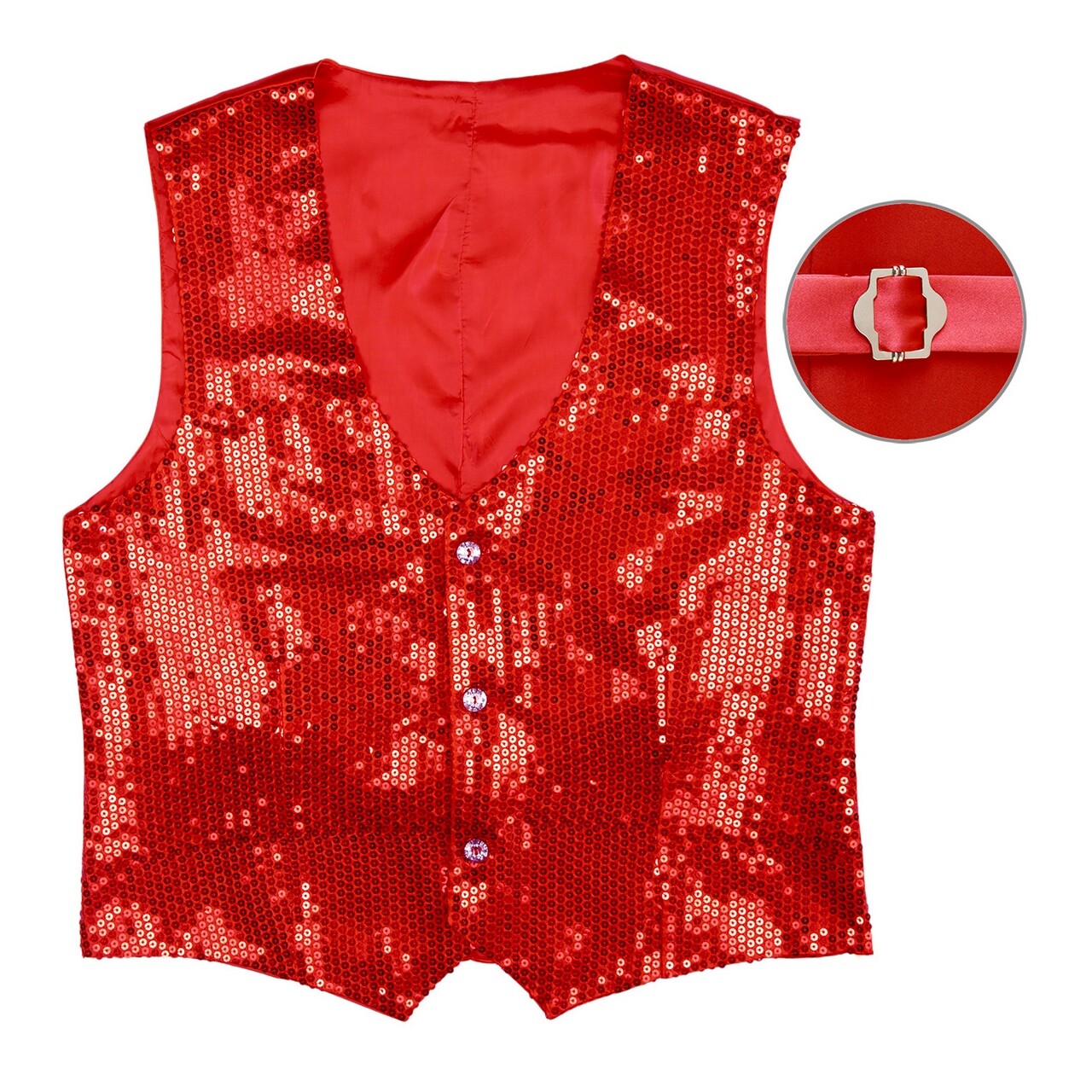 Op deze afbeelding zie je een Kostuums, van het merk Widmann. Showmaster Pailletten Vest Rood Man