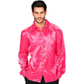 70s Disco Shirt Roze Satijn Man
