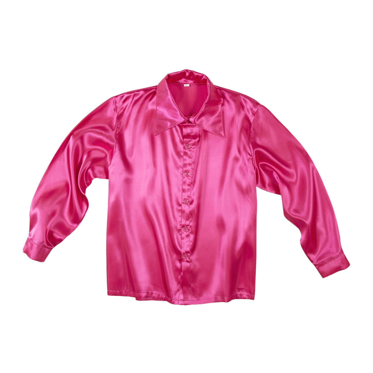 Op deze afbeelding zie je een Kostuums, van het merk Widmann. 70s Disco Shirt Roze Satijn Man